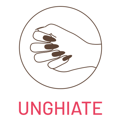 Un logo per un salone per le unghie che si chiama Unghiate.