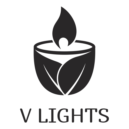 Logo para velas de una empresa llamada V Lights.