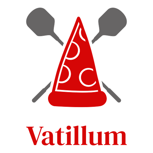 Un logo per una pizzeria che si chiama Vatillum.