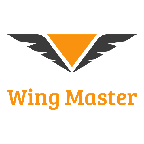 Un logo de restaurant de  fast-food pour une entreprise appelée Wing Master.